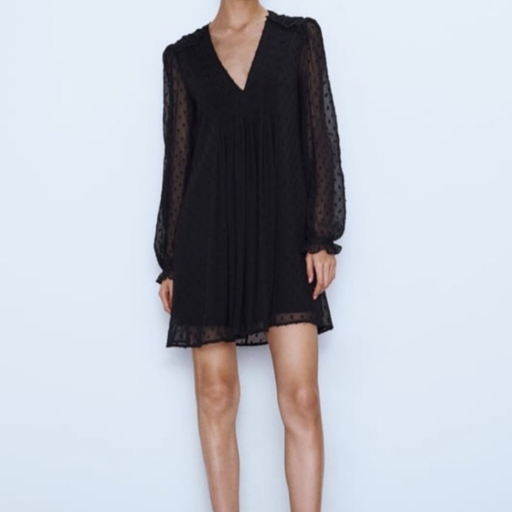 Swiss Dot Long Sleeve Mini Dress